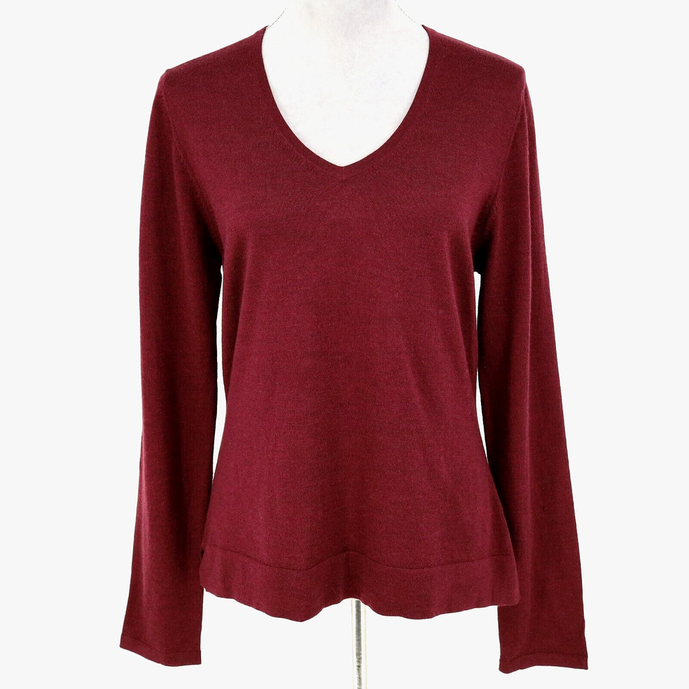 Tommy Bahama Sweater Womens Large Burgundy Extra Fine Merino Wool Tunic 18 Golf